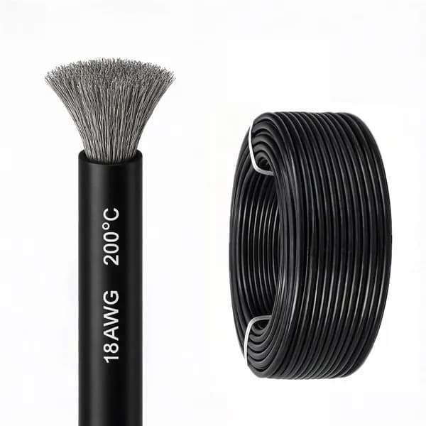 Силиконовый медный провод 18 AWG чёрный, 1 метр, для электросамокатов и электровелосипедов