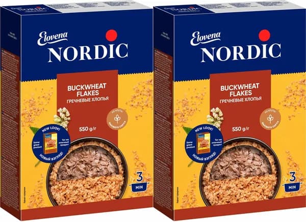 Хлопья Nordic гречневые, комплект: 2 упаковки по 550 г