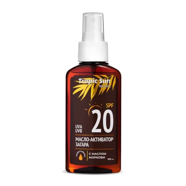 KRASSA Масло - активатор для загара SPF 20 с маслом моркови, Tropic Sun, 100 мл