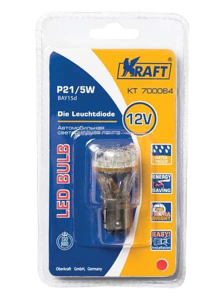Светодиодная лампа P21/5W 12/24v Red 12 LEDs KT 700064