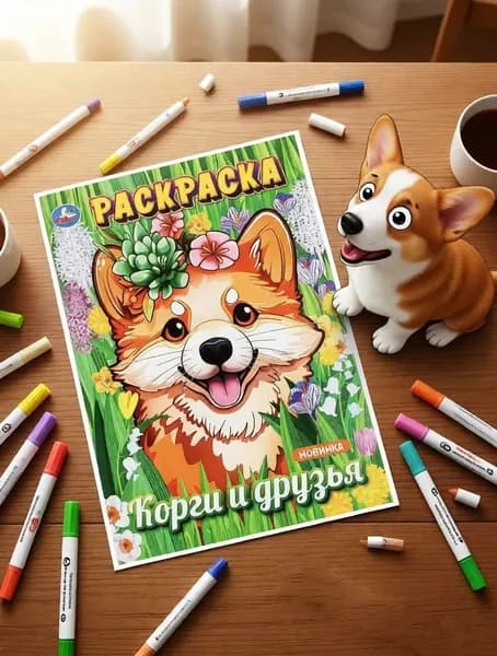 Раскраска "Корги и друзья" 21*30 см., 16 страниц