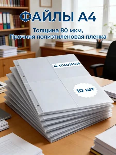 Файл A4 10 шт., 80 мкм