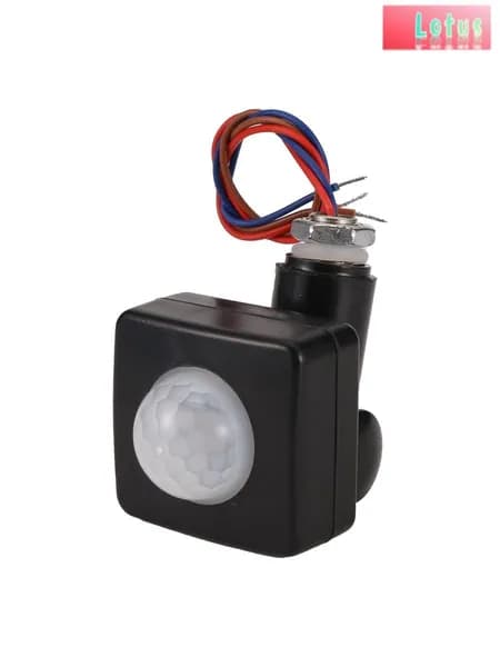 Мини пассивный инфракрасный датчик движения 220V для светодиодного прожектора, регулируемый / "ночной" черный