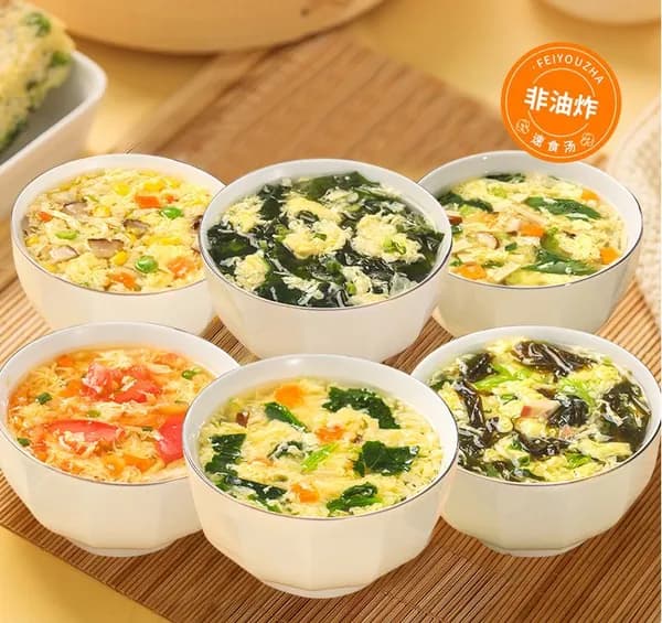 Вкусный и сладкий суп быстрого приготовления из свежих овощей и водорослей с томатами 6 г*10/20/30 упаковок, легко заваривается, богат питательными веществами, утоляет жажду, не требует приготовления.