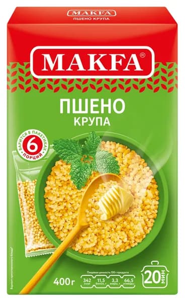 Пшено Makfa / Макфа высший сорт, в пакетиках, 6 порций, 400г / продукты питания