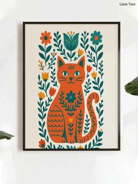 Постер "кошачий цветок", 40 см х 30 см
