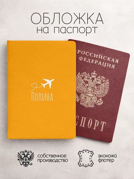 Обложка на паспорт "Самолет" с именем Полина