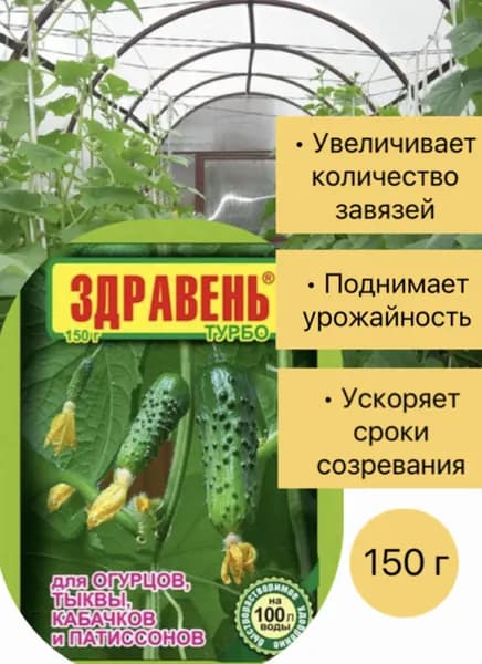 Здравень Турбо для огурцов, тыквы, кабачков и патиссонов, 150 г.
