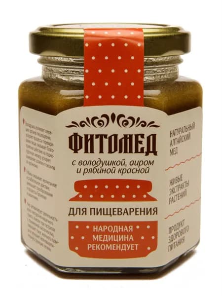ДЛЯ ПИЩЕВАРЕНИЯ фитомёд с уникальными алтайскими травами от бренда "ПЧЕЛА и человек", вес 230 грамм