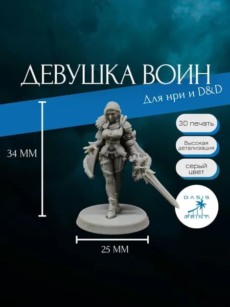 Миниатюра девушка воин днд, нри