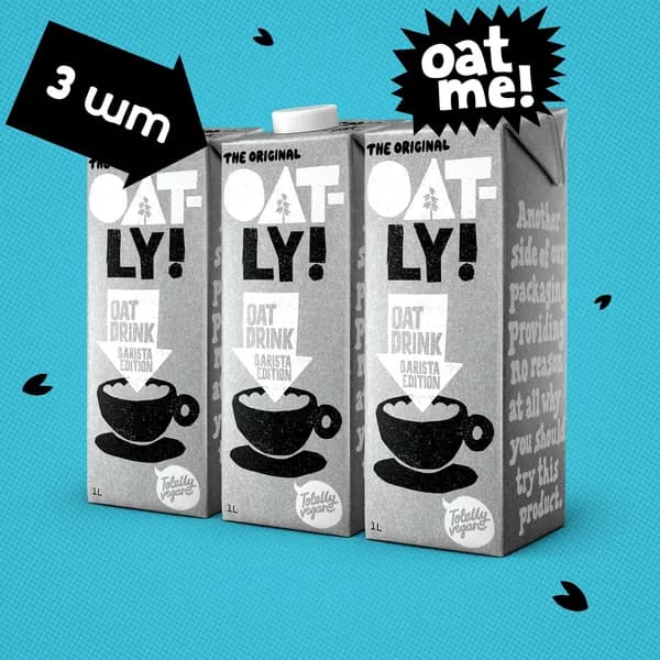 Овсяное растительное молоко Oatly! Oat Drink Barista Edition / Оатли версия бариста, объем 1 литр, 3 шт.