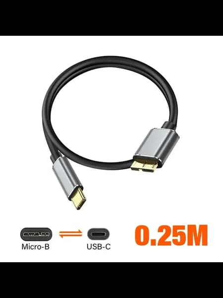 Кабель USB C - Micro B, 0.25m, черный