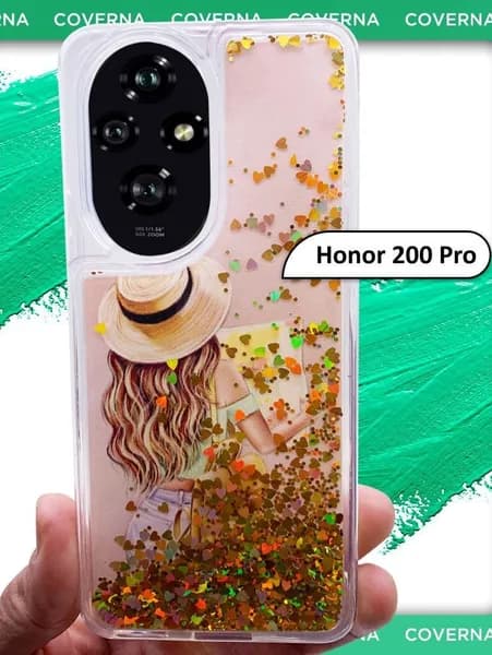 Чехол силиконовый переливашка с рисунком девушка в шляпе на Huawei Honor 200 Pro, для Хонор 200 Про