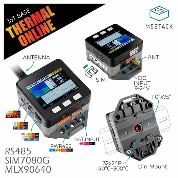 Промышленный инфракрасный тепловизионный комплект M5Stack Thermal Online CatM MLX90640