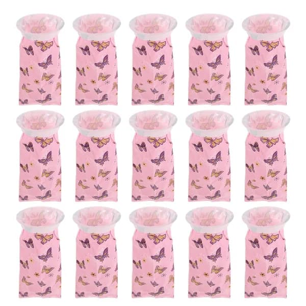 Набор из 15 пластиковых мультяшных пакетов для рвоты розового цвета для хранения