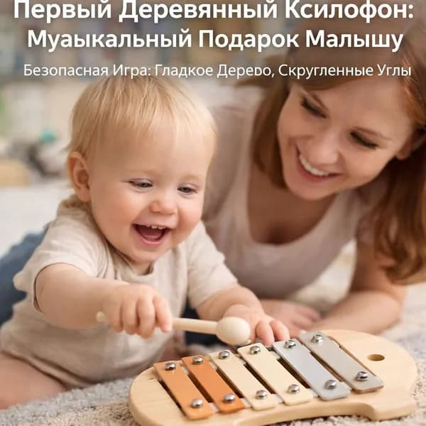 Детский ксилофон Baby Elephant с 5 нотами, подходит для детей в возрасте от 1 до 3 лет, способствует раннему развитию музыкальных способностей