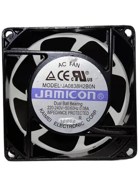 Вентилятор JA0838H2B0N-T(JA0838H2B010N-T-R) JAMICON 220В, 80х80х38 мм, подшипник качения, разъем на корпусе (клемма)
