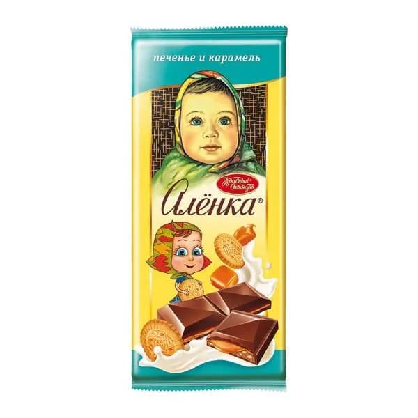 Шоколад Алёнка молочный печенье и карамель 87г