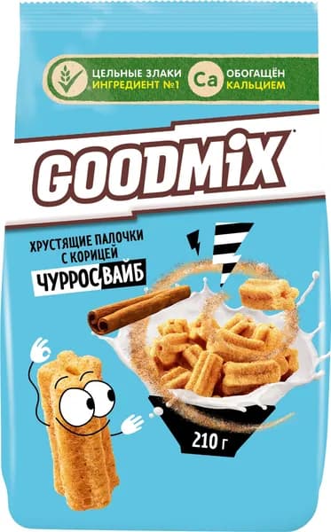 Готовый завтрак GOOD MIX Чурросвайб, хрустящие палочки с корицей, 210г