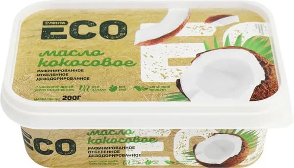 Масло кокосовое ЛЕНТА ЕСО 99%, 200г2шт