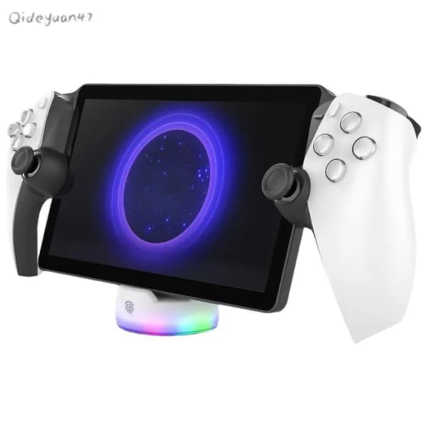 Магнитная зарядная станция для PS5 Portal с RGB-подсветкой и противоскользящими ножками, белая