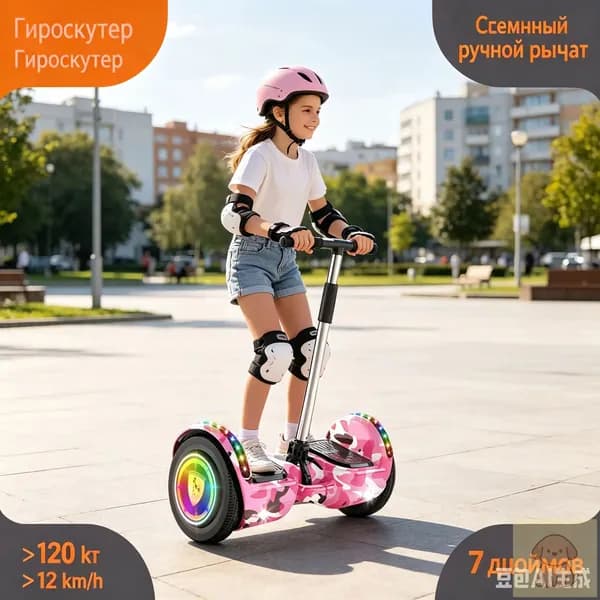 Гироскутер, диаметр: 7 (дюймы), розовый