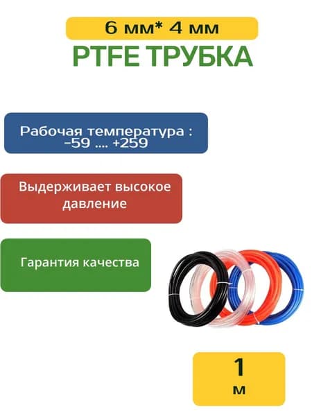 PTFE полиуретановая трубка 6*4 mm 1 м