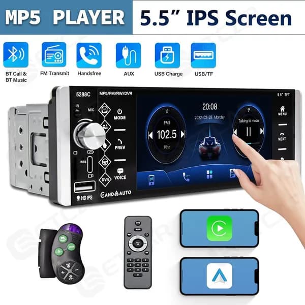 ETCAR Устройство головное, диагональ: 5.5", 1 DIN