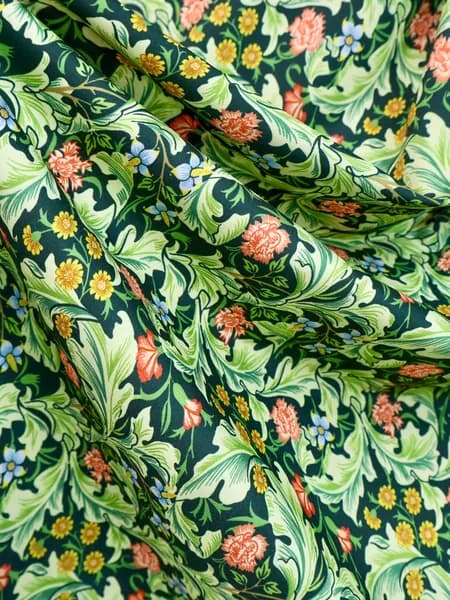 Ткань C.C.LOUISE с принтом William Morris Strawberry Thief, 100% полиэстер, четырёхсторонняя эластика, 100 г/м, ширина 150 см, винтажная британская ткань для шитья одежды, текстиля и домашнего декора