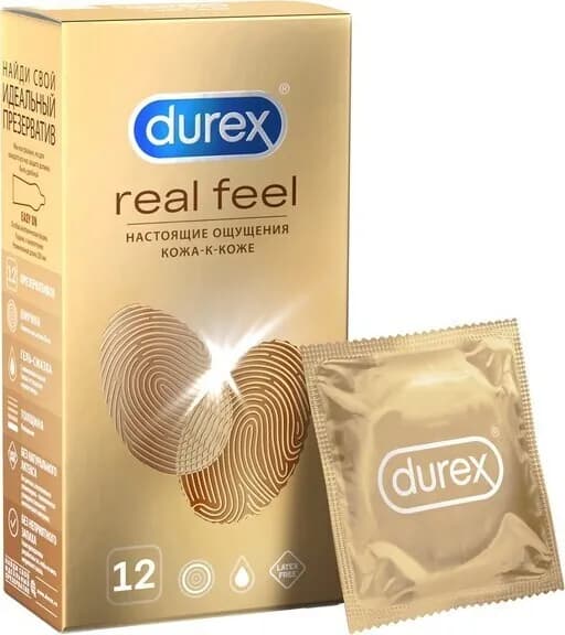 Презервативы Durex Real Feel для естественных ощущений, безлатексные 12 шт