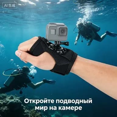 Крепление-перчатка на кисть для экшн камер GoPro, с механизмом вращения 360, размер L