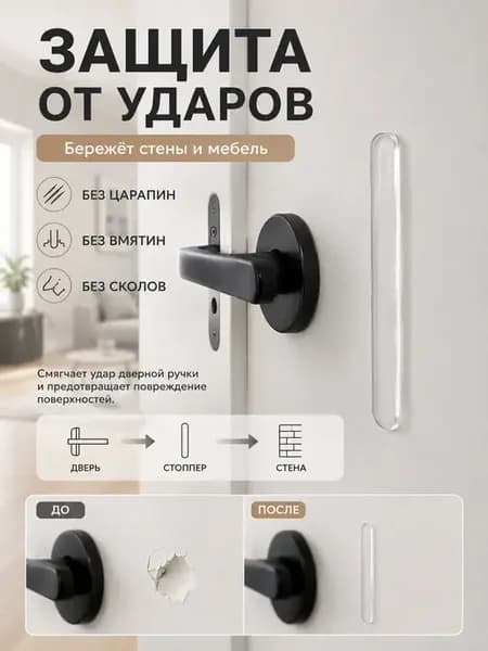 _ Стоппер для двери силиконовый прозрачный демпфер