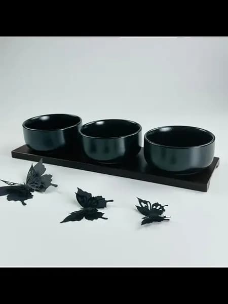 Набор из 3 салатников 10 см на подставке BLACKWOOD