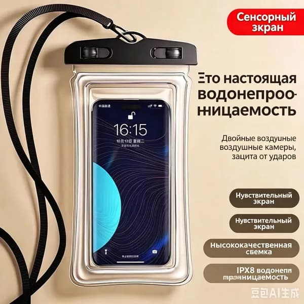2шт.Водонепроницаемый чехол для телефона IPX8, плавающий водозащитный пакет с шейным ремнем, защита от воды при плавании, поездках на пляж
