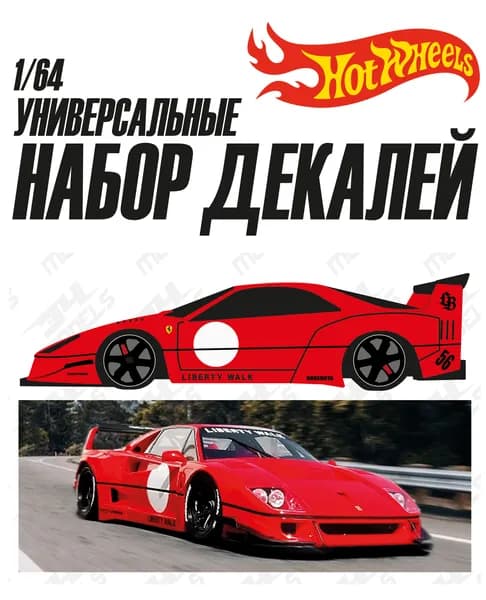 Набор универсальных декалей для Hot Wheels LBWK F40