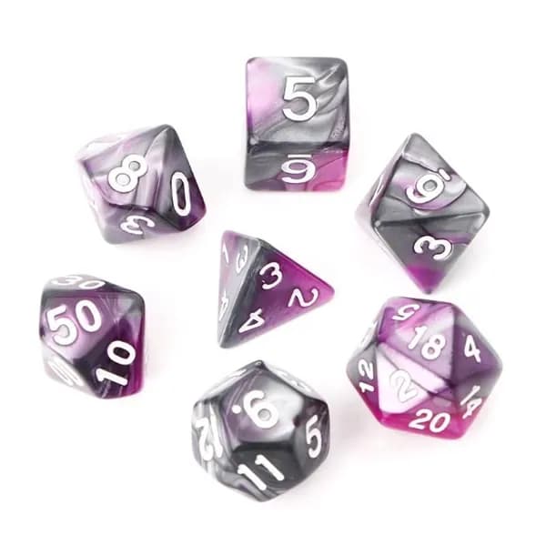 Акриловые многогранные кости для TRPG, 7 шт., Фиолетовый