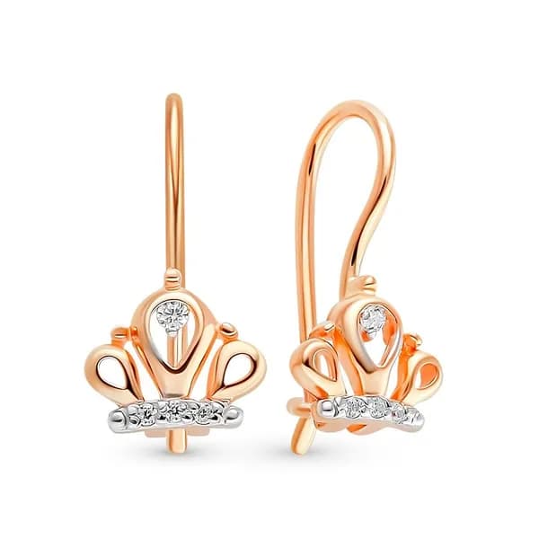Серьги детские с фианитами из красного золота 585 пробы 585GOLD