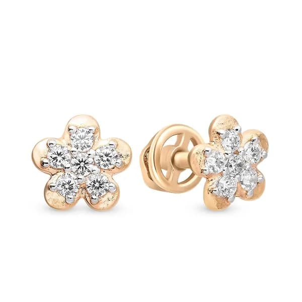 Серьги женские с фианитами из красного золота 375 пробы 585GOLD