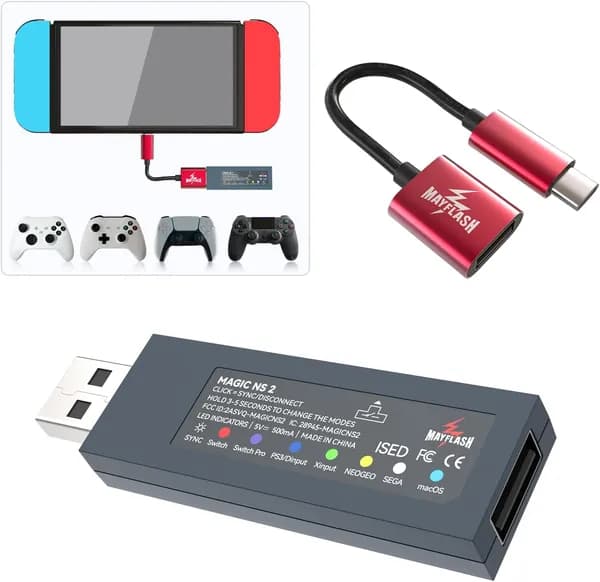 Беспроводной USB-адаптер MAYFLASH Magic NS 2 для Switch / переключателя 2, Windows, Raspberry Pi, совместимый с Xbox Series X & S, контроллером PS5 и многим другим
