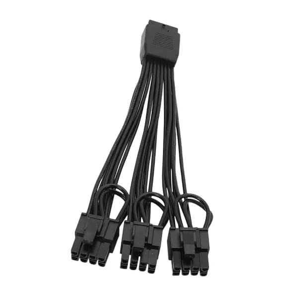 Кабель PCIe 50 16-контактный на 3x8-контактный черный для сборки ПК