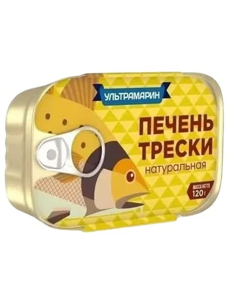 Треска Ультрамарин Натуральная печень кусочки 120 г