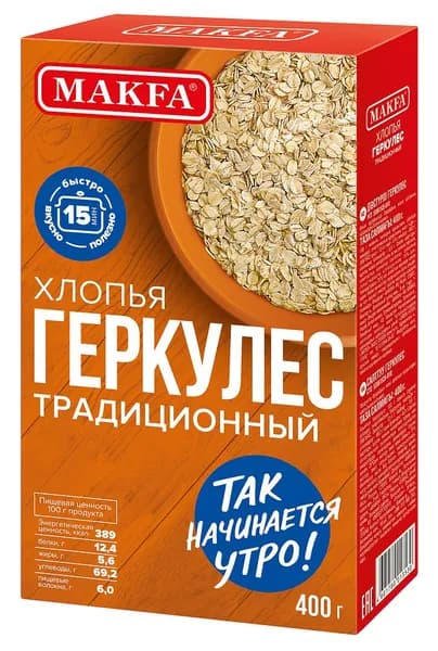 Геркулес Makfa / Макфа традиционный овсяные хлопья без добавления ГМО 400г