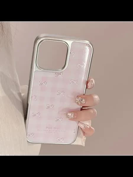 Чехол iPhone 17 ProMax розовый с бантиками