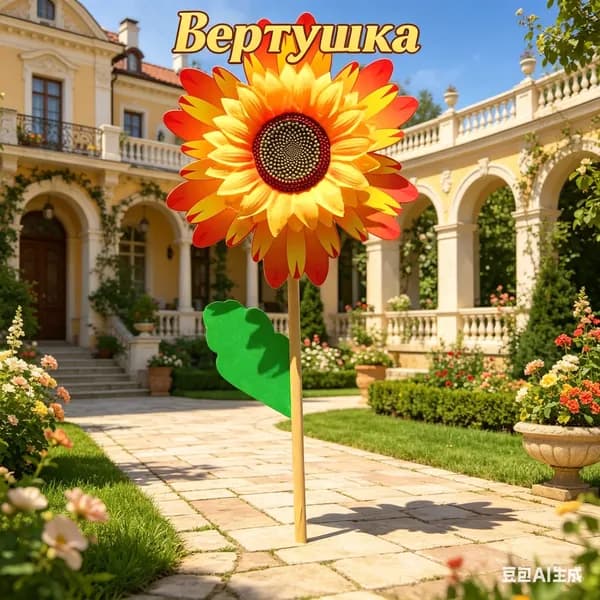 Красочная ветряная мельница подсолнечника