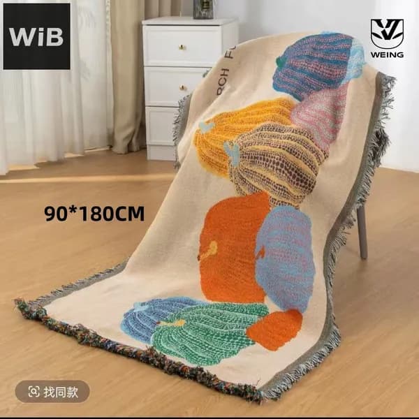 WIB Плед 90x180 см хлопок двусторонний, новогодний абстракция разноцветный