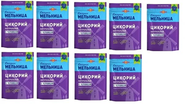 Старая Мельница Цикорий натуральный, порошок с черникой, 85г, 9 шт
