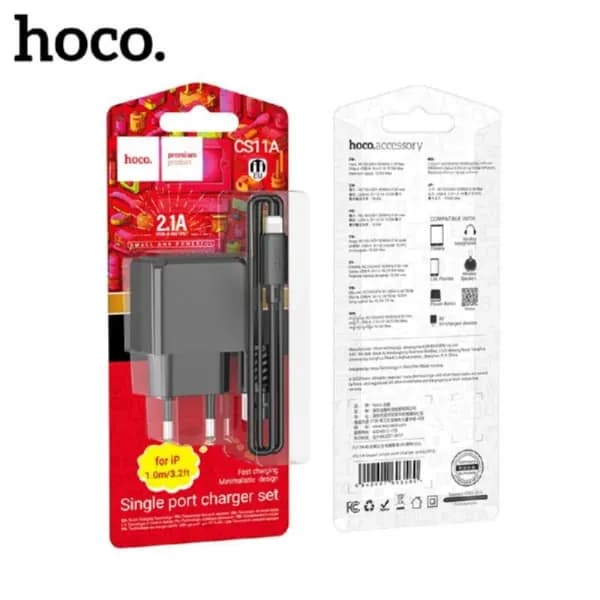 СЗУ-USB Lightning HOCO CS11A 1м, 2.1A, Black 6942007603560