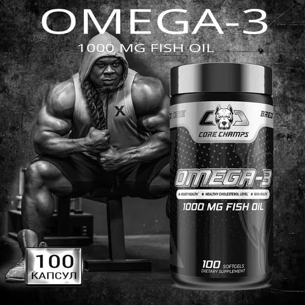 Core Champs; Omega-3; 1000-mg 100 капсул, Жирные кислоты