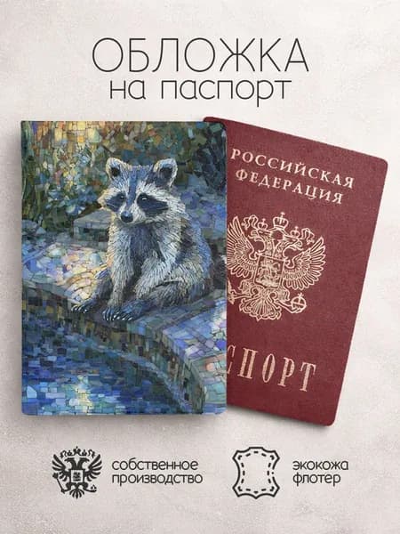 Обложка на паспорт Картинки мозайка енот