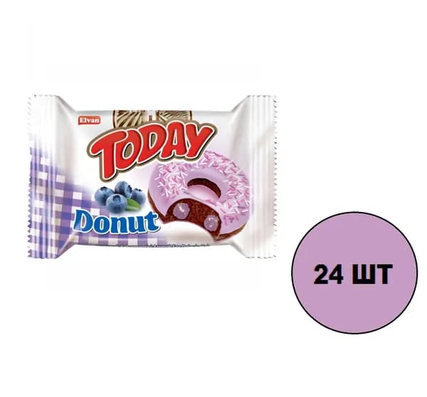 Пончик Today Donut со вкусом Черника, 24 шт по 40 гр